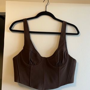 Chocolate brown crop corset top. Brand: Tic Toc